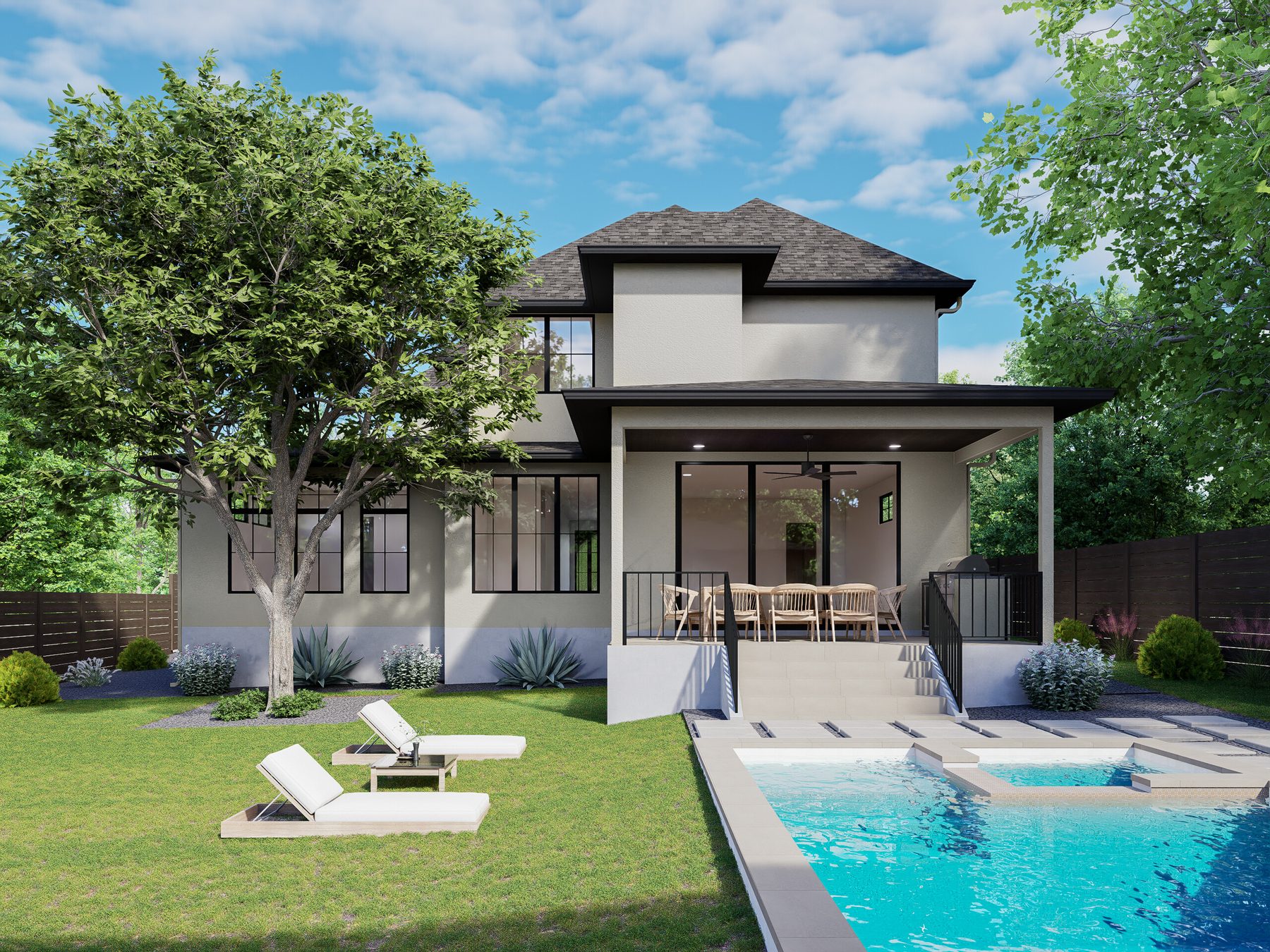 2707 White Horse Tr — Rear + Pool
